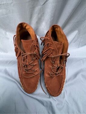 Zodiac Suede Moccasin Inspired Ankle Booties Saddle Brown Size 10